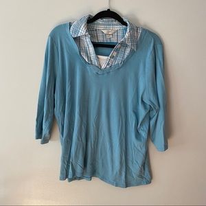 CJ Banks Blue Collared Button Shirt